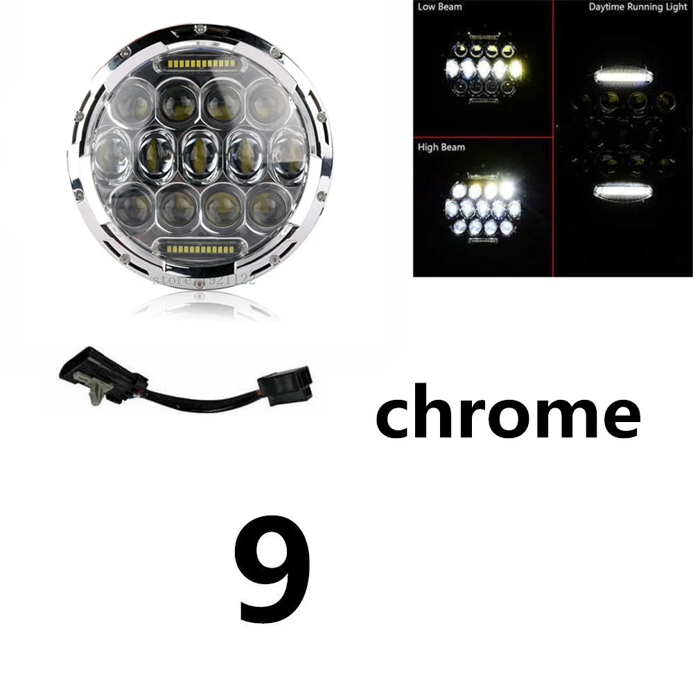 7-дюймовый круглый Hi/Lo фара дальнего света мотоцикла с DRL поворотным сигналом Halo для Harley Davidsion " светодиодный мото фары - Цвет: 75w headlight chrome
