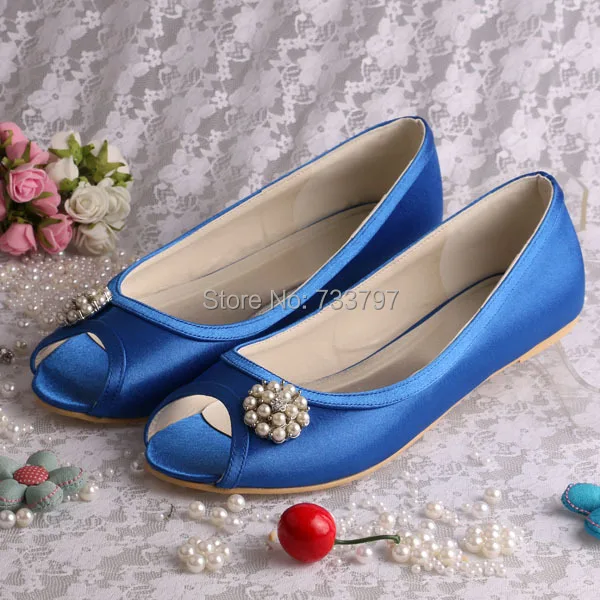 20 Colors Hot Selling Open Toe Woman Beads Ballet Flats Wedding Bridal Shoes Plus Size 42
