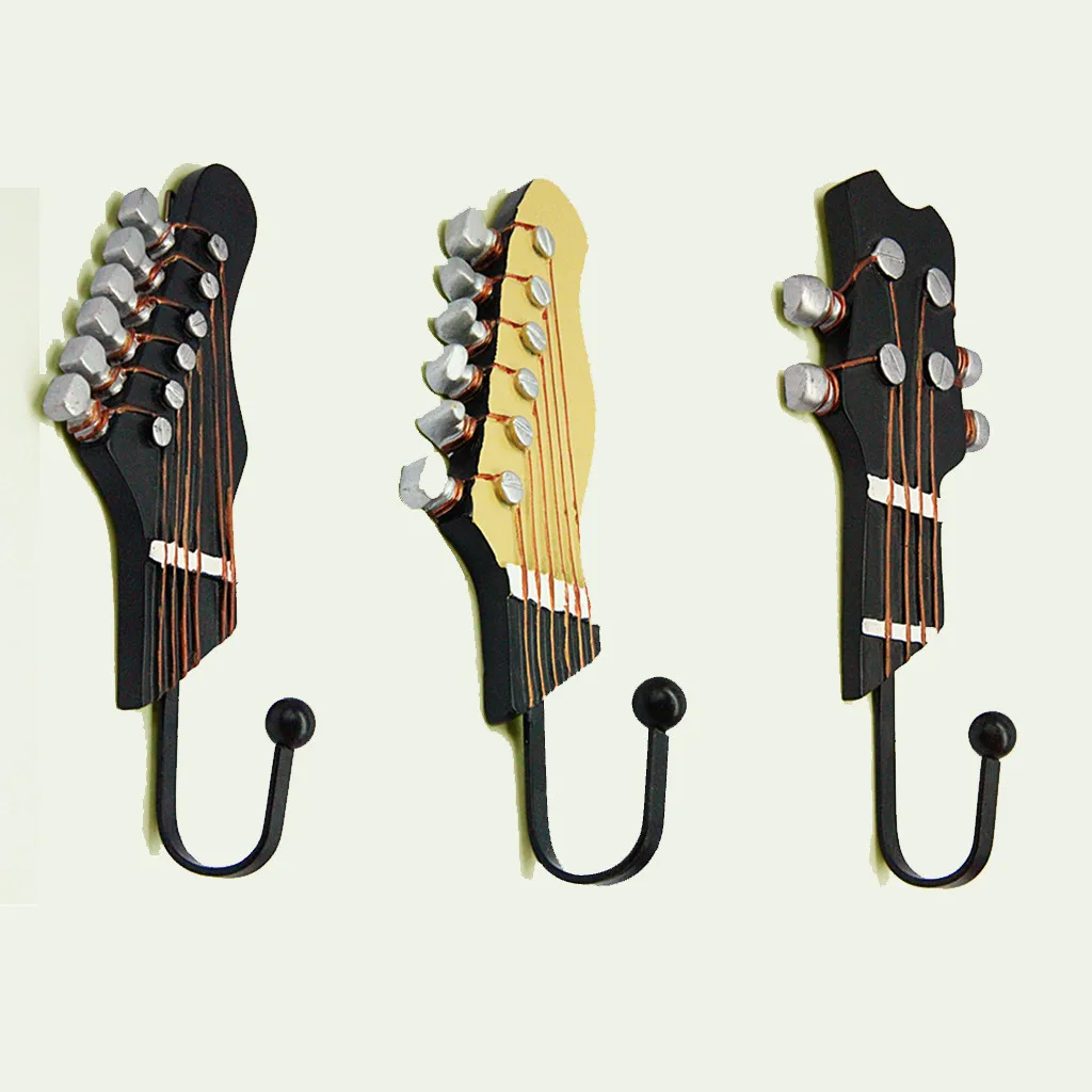 

3PCS Hanger Classical Guitar Shaped Decorative Hooks Rack Hangers Resin Hooks Wall Mounted Home Decorative Tools Dropshipping