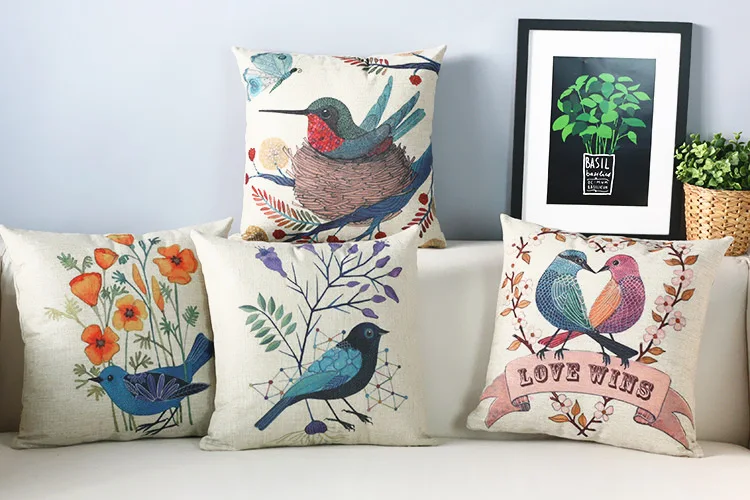 Американский Ретро литературный Япония Корея деревенская подушка с птицей s