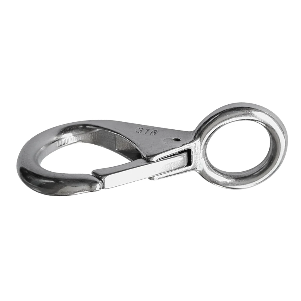 Durable 316 Stainless Steel Carabiner Spring Snap Hook with Eyelet for Boats Sailing Fixed Eye Boat Snap Hook Durable 316 Stainless Steel Carabiner Spring Snap Hook with Eyelet for Boats Sailing Fixed Eye Boat Snap Hook