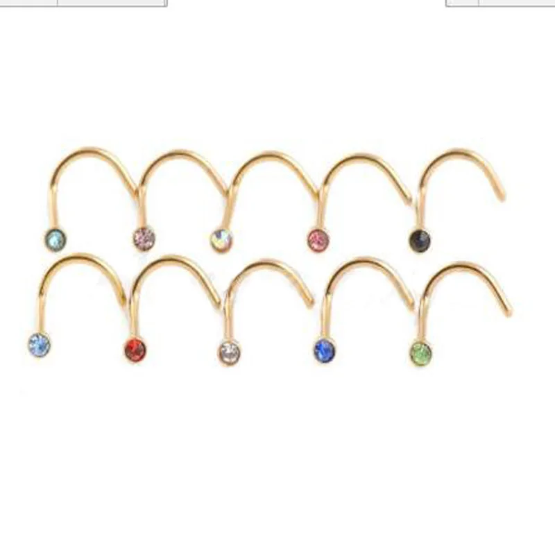 explosion gold crooked nose studs piercing jewelry earrings nose ring
