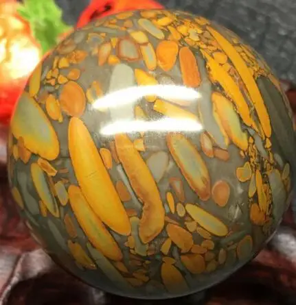 

50mm-Natural -Bamboo-leaves-bluestone-Healthy quartz Sphere Healing