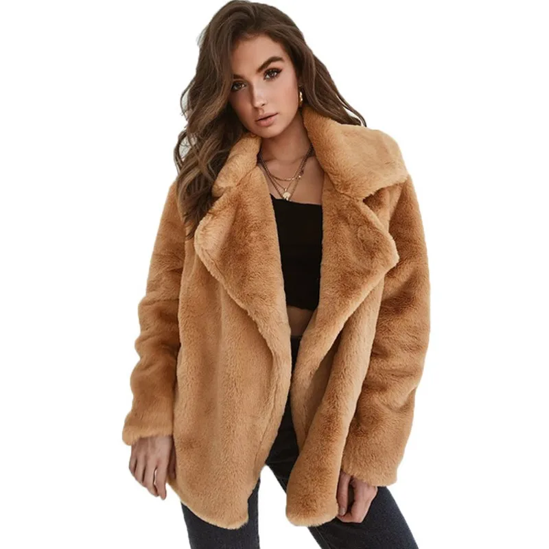 

New Fluffy Jacket Teddy Bear Coat Faux Fur Jacket Women S-XL Size Autumn Winter 9CT007