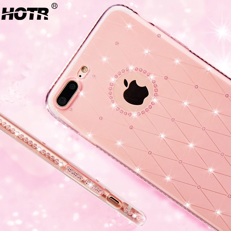 Hotr Стразы Алмазный чехол для iphone 8 plus 7 прозрачный гибкий мягкий полиуретановый 6 6s
