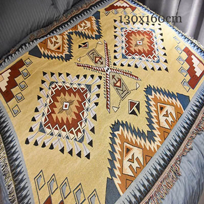Одеяло в скандинавском стиле для дивана с декоративными кисточками коврик для пикника гобелен чехол для дивана и диванных подушек - Цвет: Темный хаки
