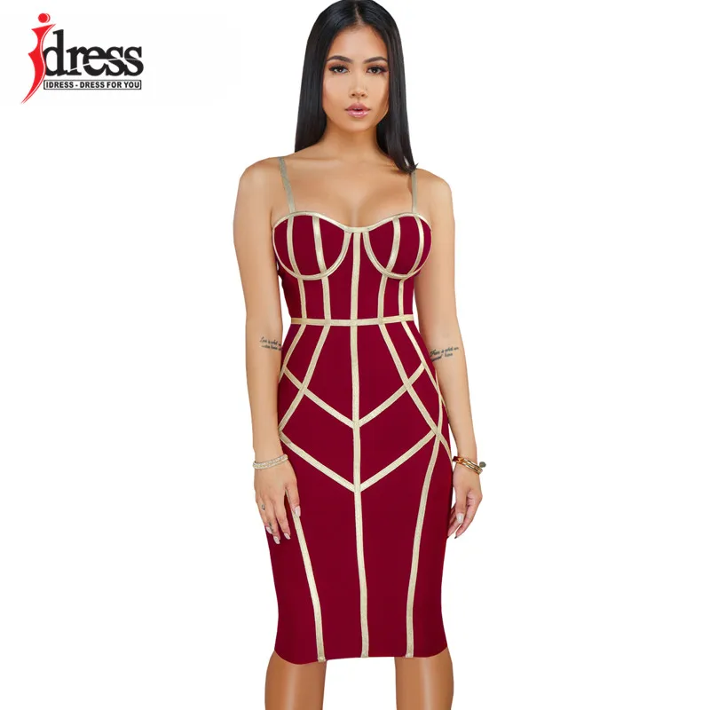 Сексуальное платье IDress на бретелях спагетти женское облегающее вечернее с