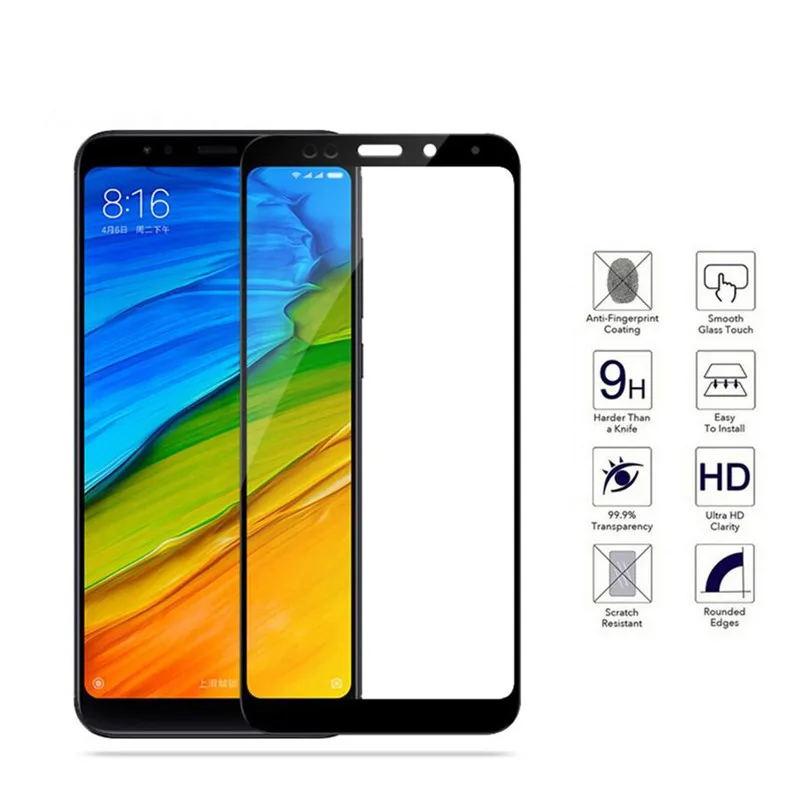 Защитное стекло с полным покрытием для Xiaomi Redmi 5 plus защита экрана закаленное Xiomi note