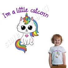 Кот Аппликация Красочные Единорог дизайнерские нашивки на футболки гладить на моющиеся DIY наклейки теплопередачи персональный аксессуар Parches