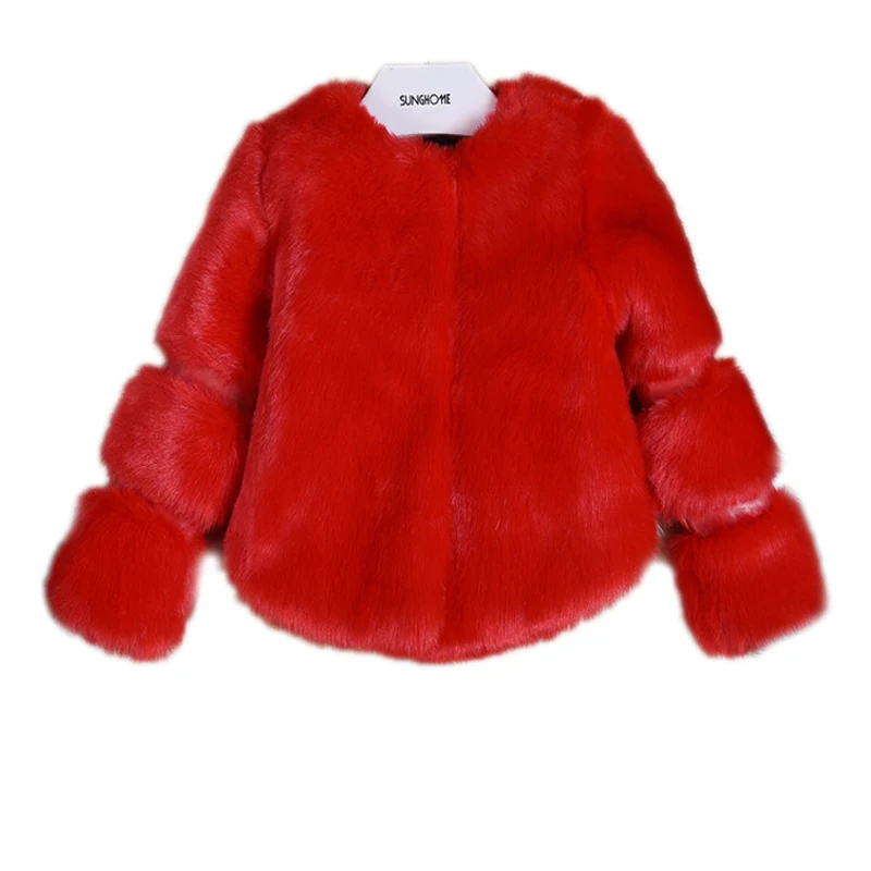 

Girl Fur Jacket 2018 New Autumn Winter Girls Faux Fur Fashion Jacket Girls Winter Parka Solid Warm Kids Winter Coats Girls 2-7T