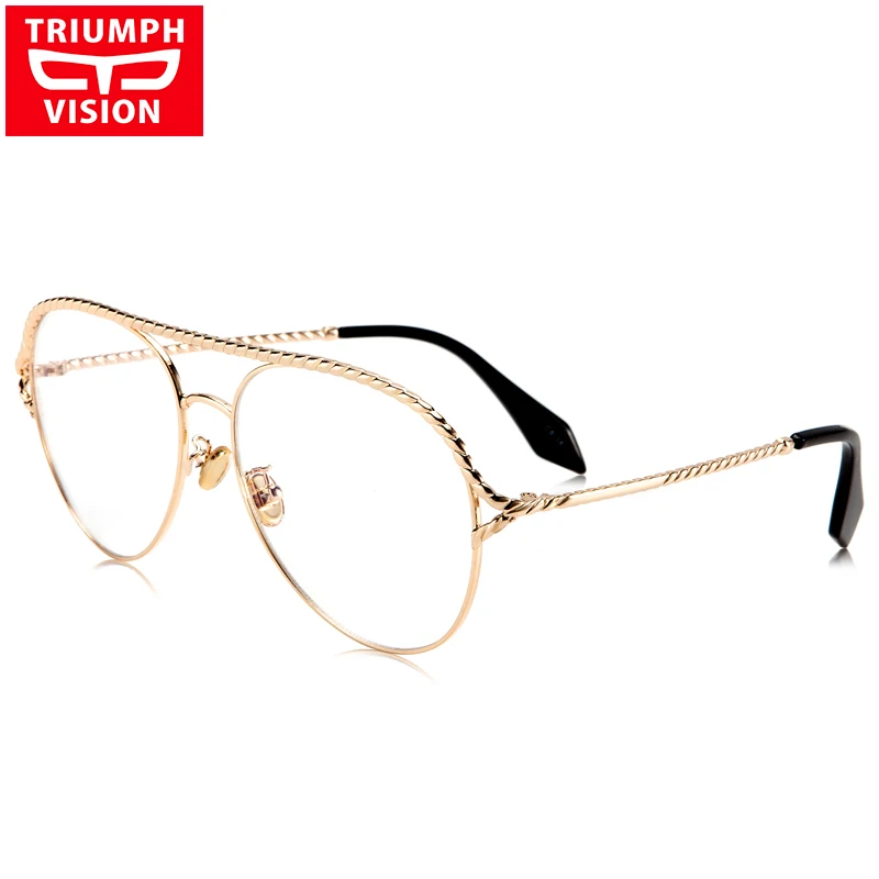 

TRIUMPH VISION Gold Myopia Glasses Women Clear Lens Computer Glasses Transparent Optical Eyewear Frames Femal Metal Oculos Grau