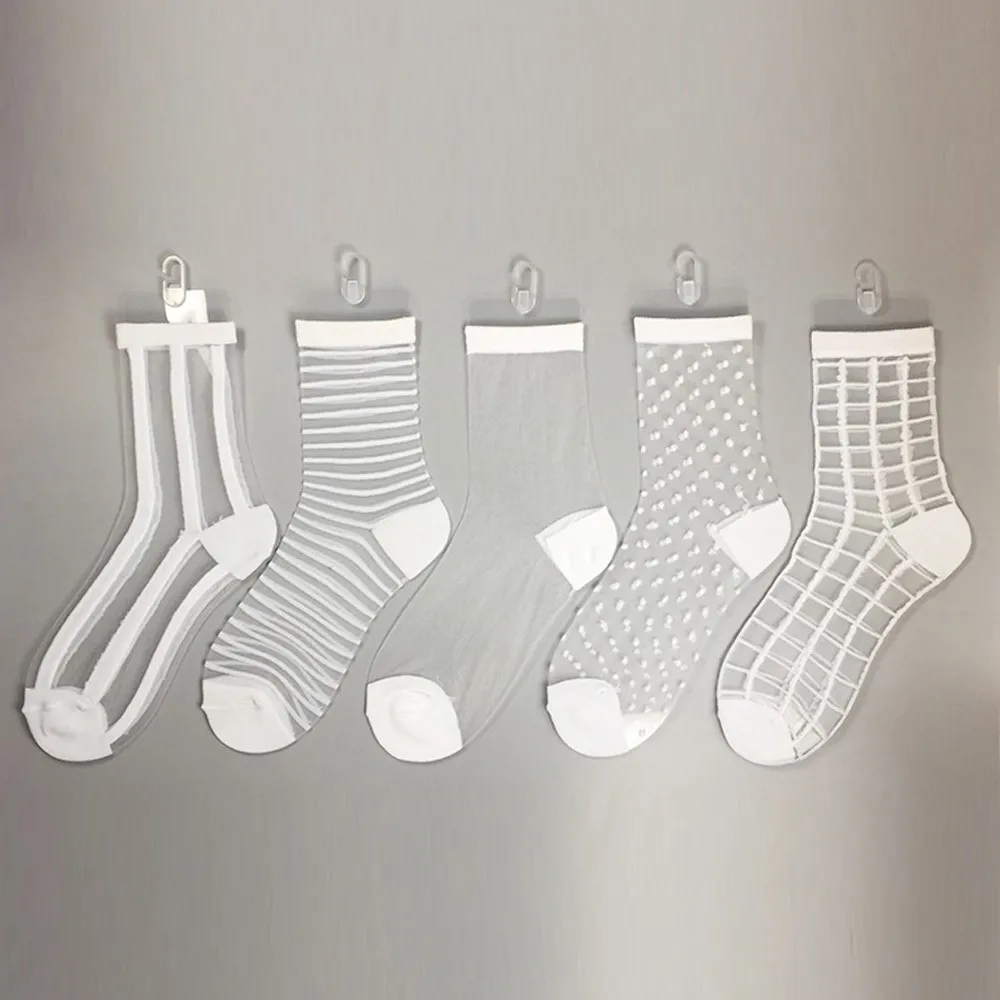 

Happy socks women Women Fashion Mesh Glass Silk Socks Ultrathin Transparent Crystal Summer Socks grappige sokken