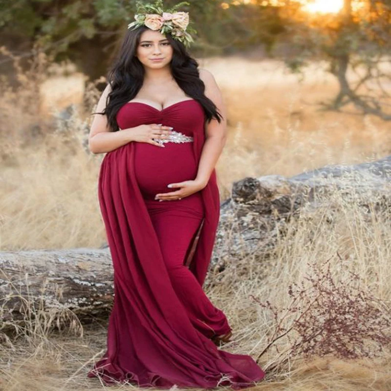 2019 Shoulderless Maternity Dresses For Photo Shoot Maternity Photography Props Pregnancy Dresses For Pregnant Women Clothes