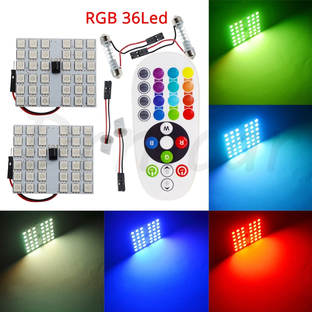 T10 RGB 5050 12SMD автомобиля дистанционного управления Led Rgb Светодиодная панель для автомобиля интерьер Авто Огни Чтение Купол гирлянда BA9S