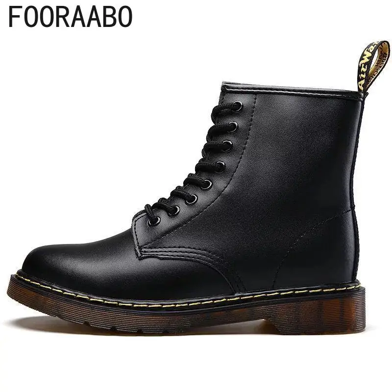

2019 Hot Brand Men's Boots Martens Leather Winter Warm Shoes Motorcycle Mens Ankle Boot Doc Martins Fur Men Oxfords Shoes