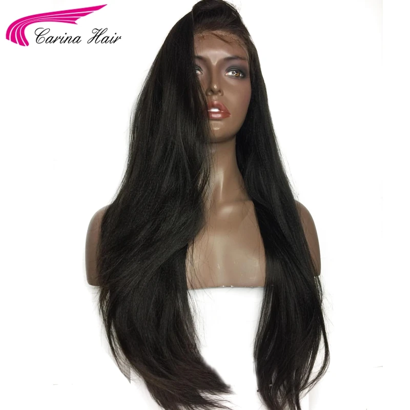 Carina Yaki прямые парики с волосами младенца бразильские бесклеевые волосы парики предварительно сорванные волосы remy натуральный цвет