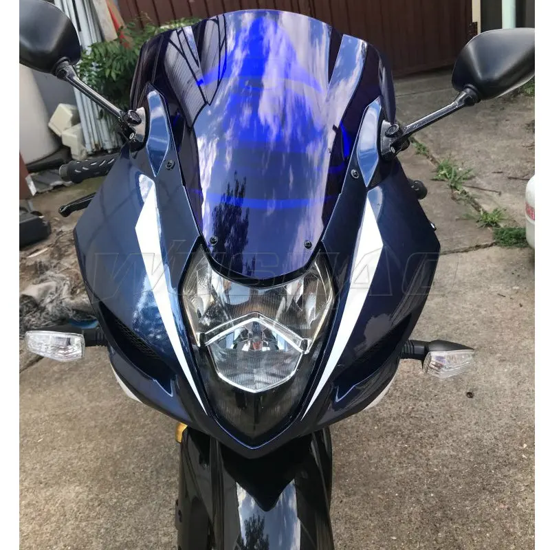 Мотоцикл двойной пузырь лобовое стекло ветер экран для 2003 2004 Suzuki GSX-R1000 GSXR1000 GSXR GSX-R 1000 K3 K4 черный - Цвет: Blue