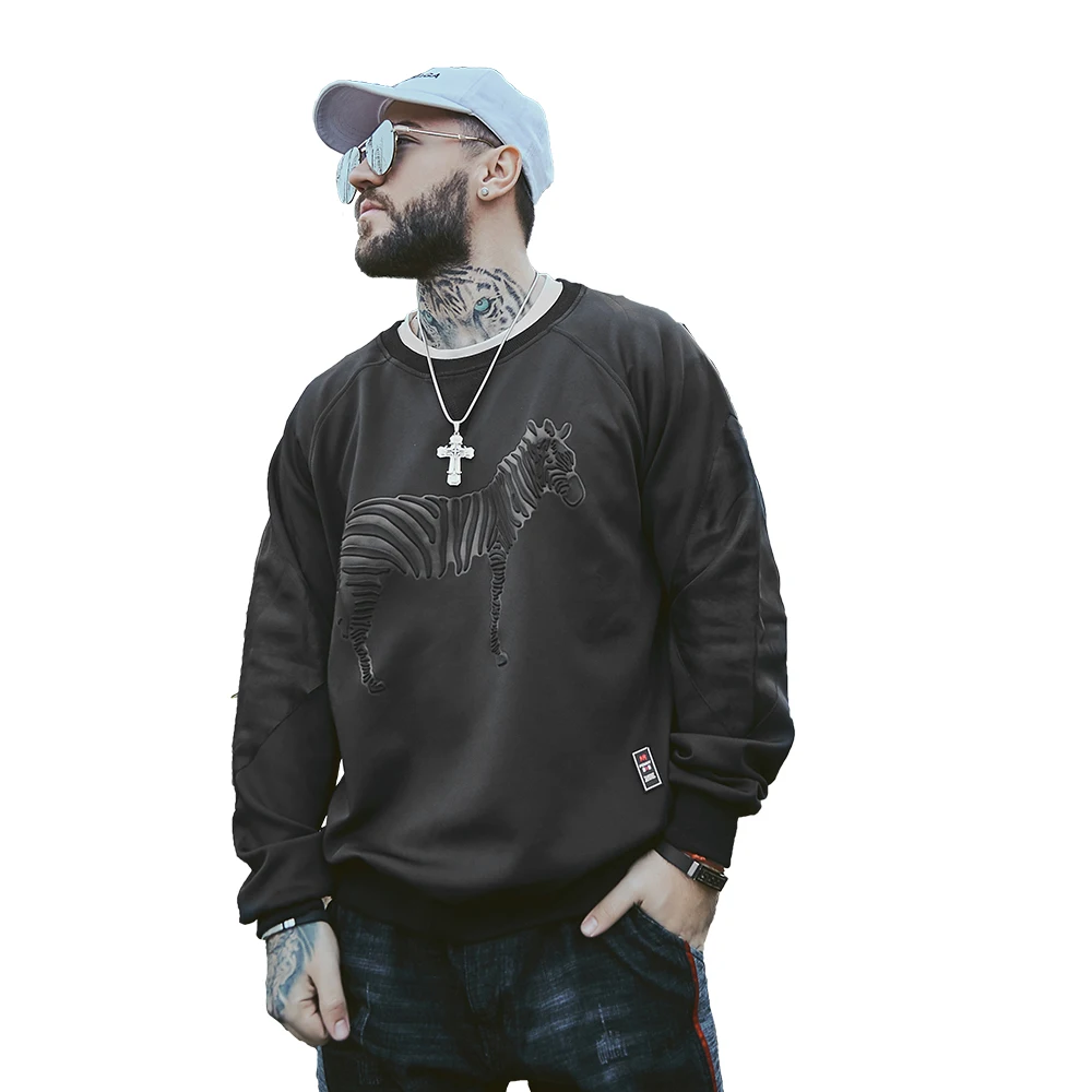 

men's sportswear 2019 Fashion streetwear Sweatshirt deer animal print design male top pullover clothes homme large size XL-6XL