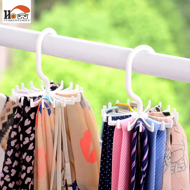 

CUSHAWFAMILY Mini practical anti-skid scarf rack Hanger multi-function rotary 20 layer silk tie mounts rack, Plastic Clothes Peg