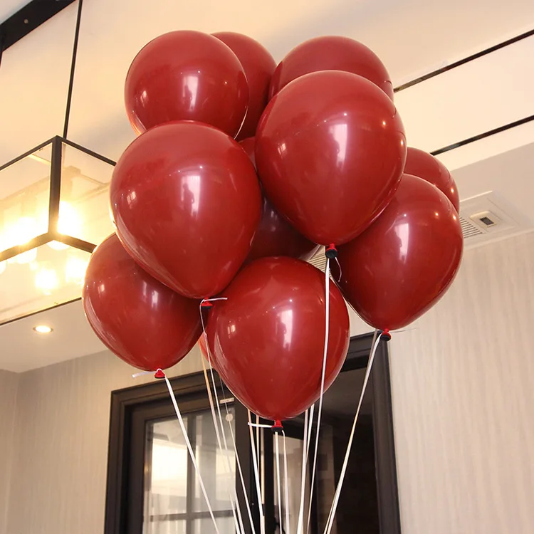 

50/20pcs 10" Ruby Red Balloon Double-deck for Wedding Valentine's Day Party Decor Romantic Red Balloon Hanging Decorate House