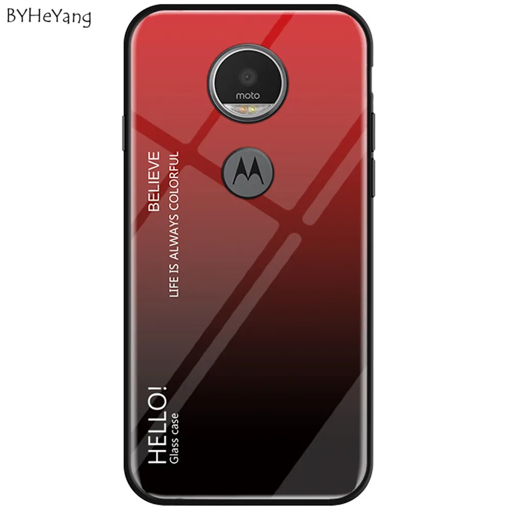 For Motorola Moto G6 Play Case Luxury Hard Tempered Glass Fashion Gradient Protective Back Cover case play full capa |