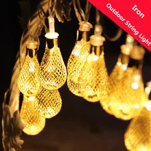 Светодиодный светильник Железный фонарь в форме капли воды шар сказочная веревка для украшения дома вечерние елки