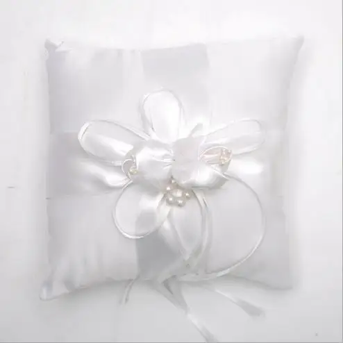Ribbon Bowknot Wedding Ring Pillow 15 15cm Finger Ring Cushion Wedding Decor 