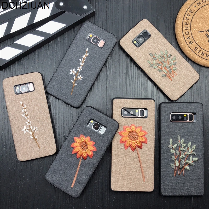 

DCHZIUAN Embroidery 3D Case For Samsung Galaxy S8 S9 Plus Note 8 Phone Case Flower Cover for Coque Samsung S8 Plus Case