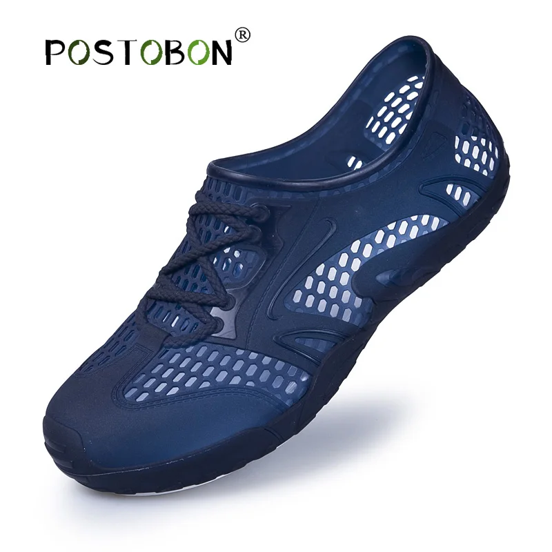 

POSTOBON 2019 New Summer Jelly Shoes Men Beach Sandals Hollow Slippers Men Flip Flops Light Sandalias Outdoor Summer
