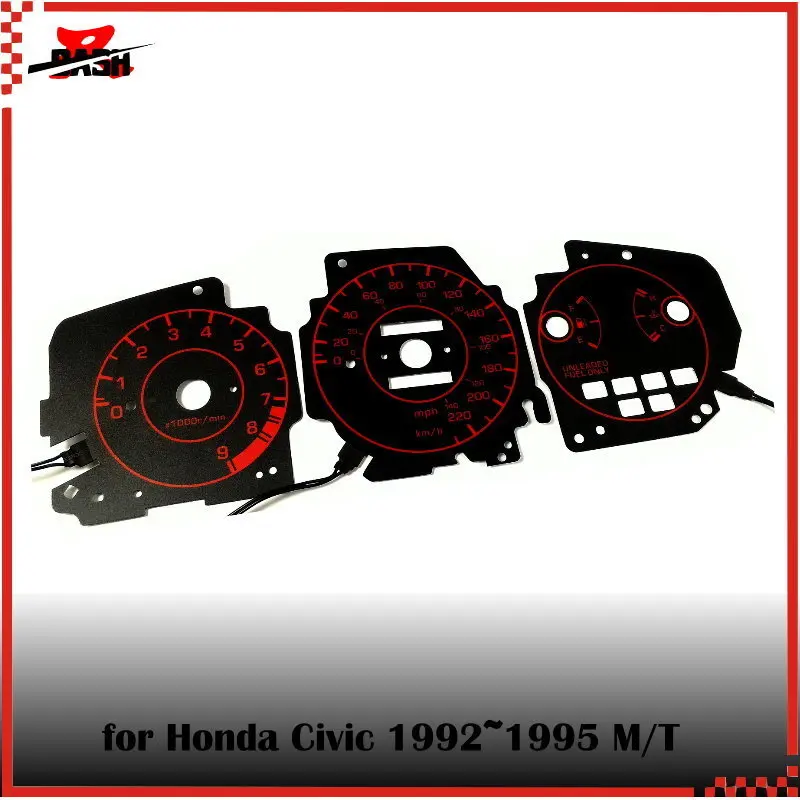 DASH EL Glow Gauge for Civic EG 1992 1995 Black face Reverse red light