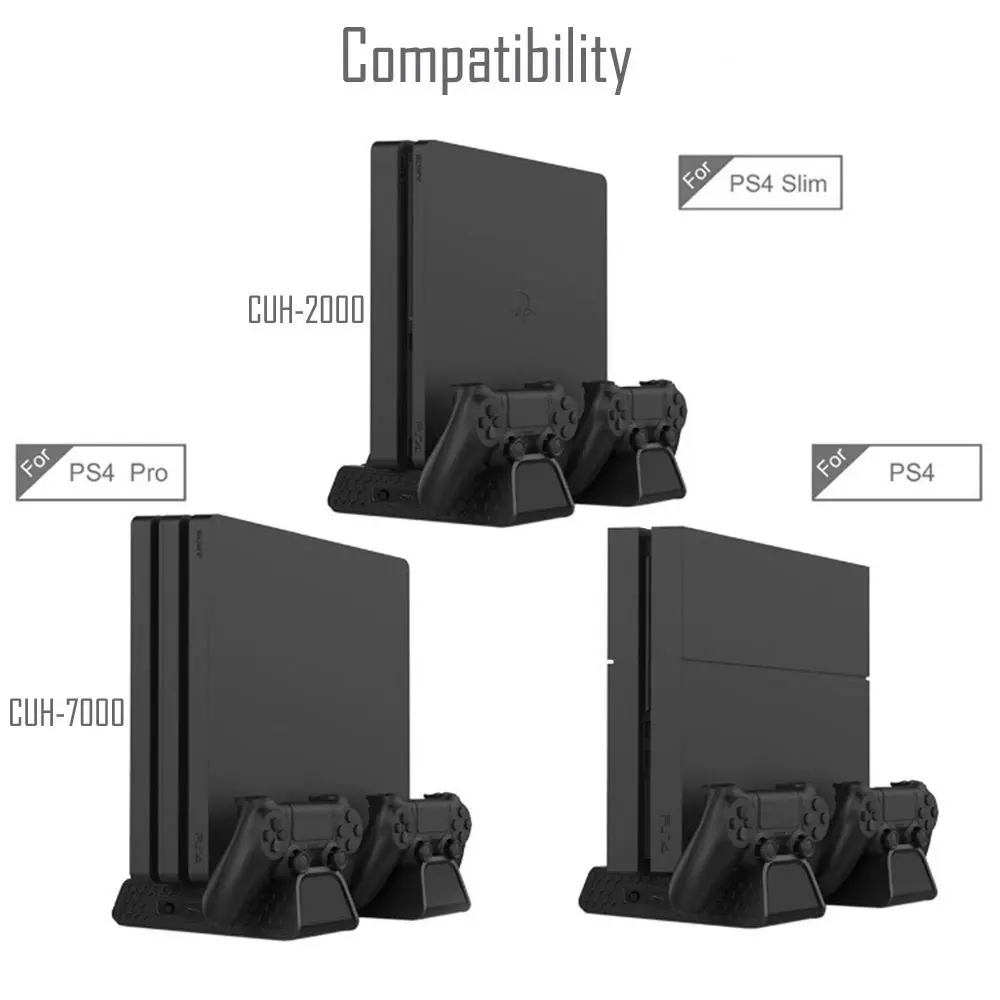 Вертикальная подставка для зарядки PS4 охлаждающий вентилятор теплоотвод
