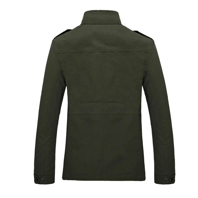 Осень, мужская приталенная куртка в стиле милитари, пальто, верхняя одежда, повседневные пальто со стоячим воротником, мужской деловой стиль, армейский зеленый цвет, одежда цвета хаки