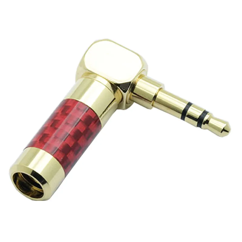 100pcs lot 3 Poles 3 5mm Right Angle Male Plug Carbon Fiber Jack 3 5mm Plug Soldering Headphone Wire Connector for 6MM Cable