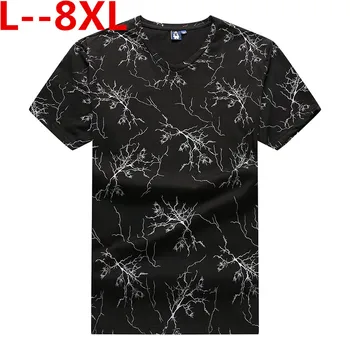 

Plus big size 10XL 8XL 6XL 2019 short sleeve t shirt men fashion brand design cotton T-shirt male quality print tshirts v-neck