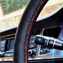 Car Steering Wheel Cover DIY Genuine Leather Cowhide Braid With Needles Thread Car-Styling Interior Accessory