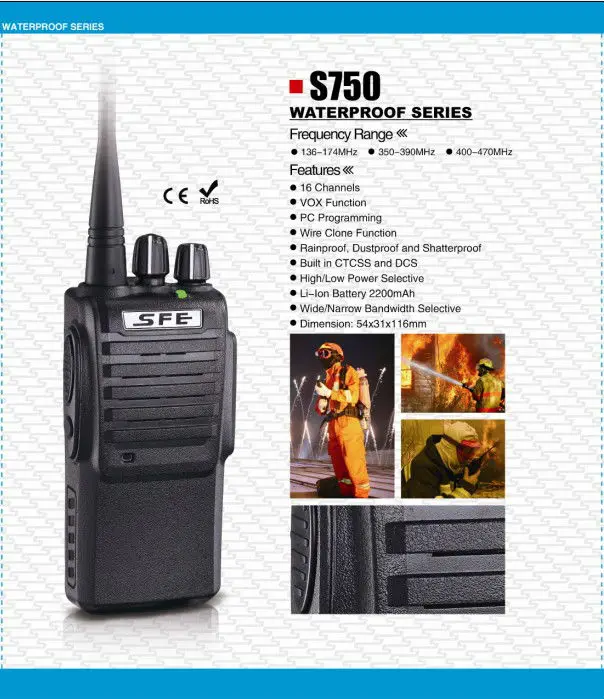 SFE S750 UHF 7 Вт высокое Мощность двухстороннее Радио долгосрочный ручной Двухканальные рации Беспроводной Walky Talky