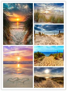

TOUOILP New 5D Diamond Painting Cross Stitch Scenery Full Mosaic Square Drill Diamond Embroidery Sea beach Sunshiny Home Decor