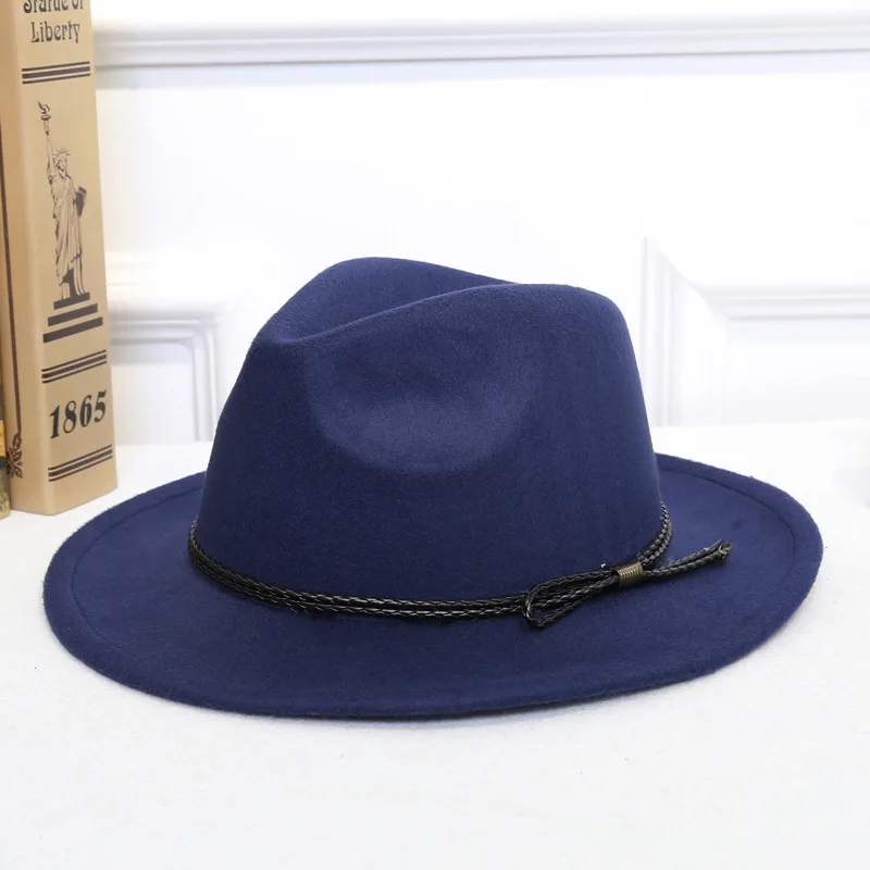 Новая модная мужская шляпа fedoras, женская модная джазовая шляпа на лето и весну, черная Шерстяная Смесь, Уличная Повседневная шапка - Цвет: 6