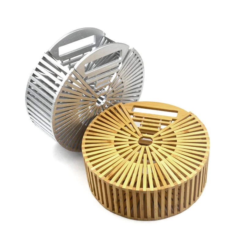 

2019 new wooden basket bag beach bag women's bamboo woven bag dinner single-shoulder straddle bag