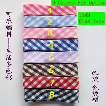 

10 meters/lot grids printing 15mm(5/8") width ironed single fold poly-cotton bias tape/ bias binding for craft sewing