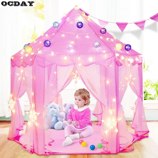 Folding Tipi Children Tent Play House Lovely Girls Princess Castle ... Folding Tipi Children Tent Play House Lovely Girls Princess Castle ...