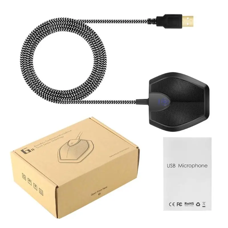 USB настольный микрофон для ПК настольный ноутбук микрофон для записи конференции сенсорная кнопка USB конденсаторный микрофон