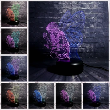 

Fairy Tale Angel Princess 7 Color Changing Night Light LED Baby 3D Luminaria Lamp Home Decor Party Bedroom Xmas New Year toys
