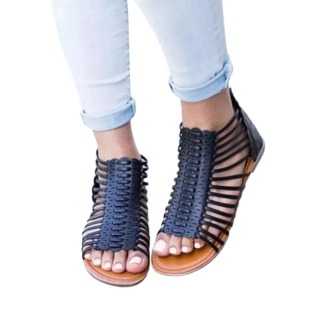 

Summer Women's Ladies Fashion Roma Flat Hollow Peep Toe Sandals Casual Shoes buty damskie rozmiar sandalias mujer 2019 #4