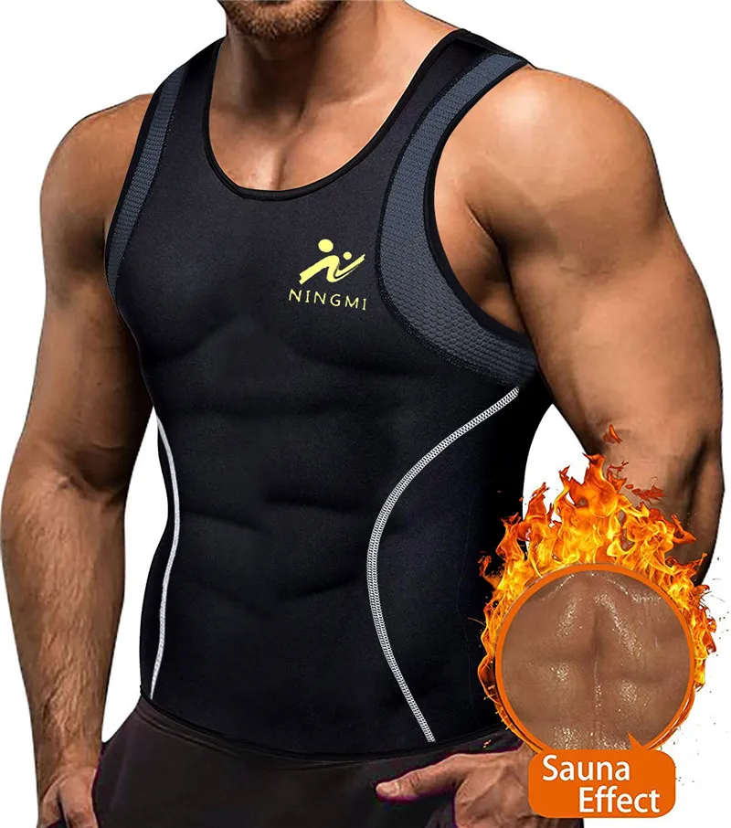 NINGMI Горячая рубашка для мужчин жилет для похудения фитнес колготки для похудения неопрен сауна Талии Тренажер Корректор тела дышащий майка - Цвет: mesh vest