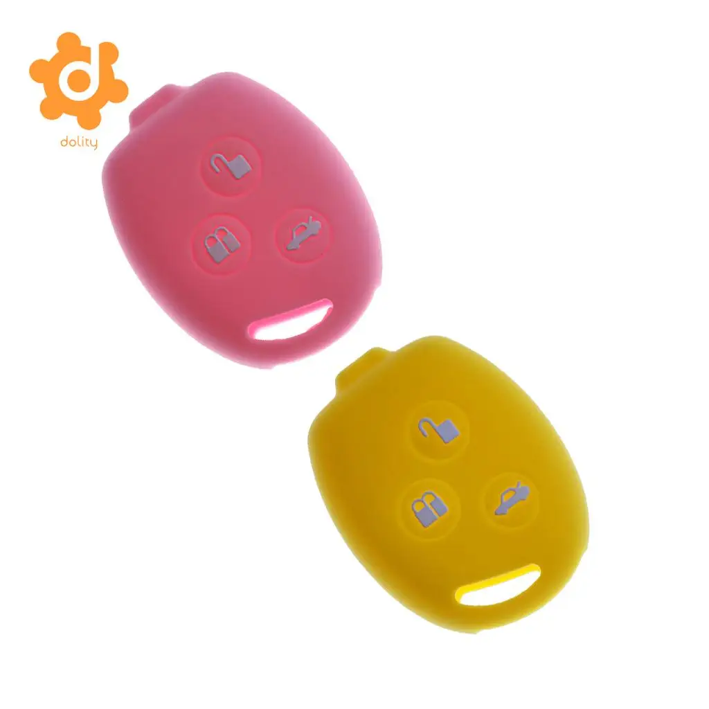 2pcs New Car Key Shell Fob Case Cover Protector for Ford Fiesta Pink+Yellow