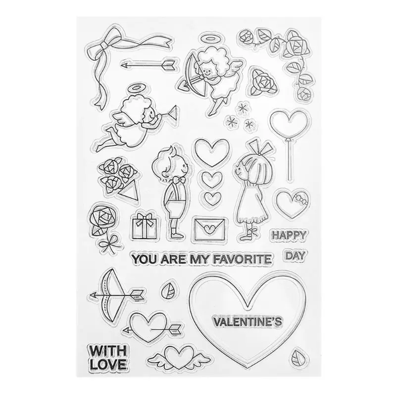 DIY Valentine Silicone Clear Stamps Scrapbooking Photo Album Paper Card Art Crafts Decor clear stamps - Цвет: Прозрачный