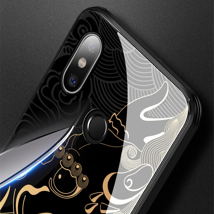 For Xiaomi Mi Mix 3 case dragon pattern tempered glass Aixuan Explosion-proof Cover For Xiaomi mix 3 mix3 shockproof Glass case