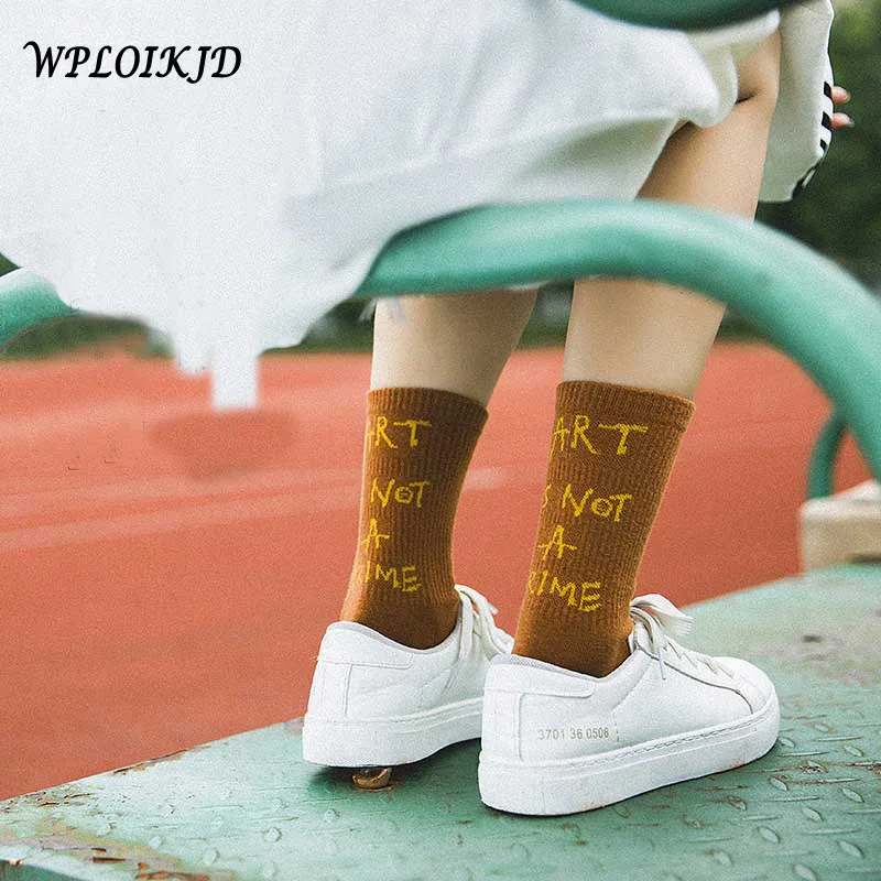 [WPLOIJKD]Harajuku в стиле хип-хоп креативное письмо носки Искусство не Экипаж Носки
