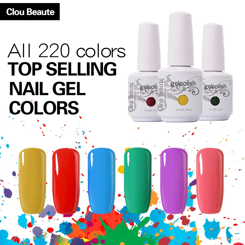 

Clou Beaute Gel Nail Polish Polish LED UV Nail Gel Lacquer Vernis Semi Permanent UV Gel Varnish Soak Off Gel lak Enamel 15ml